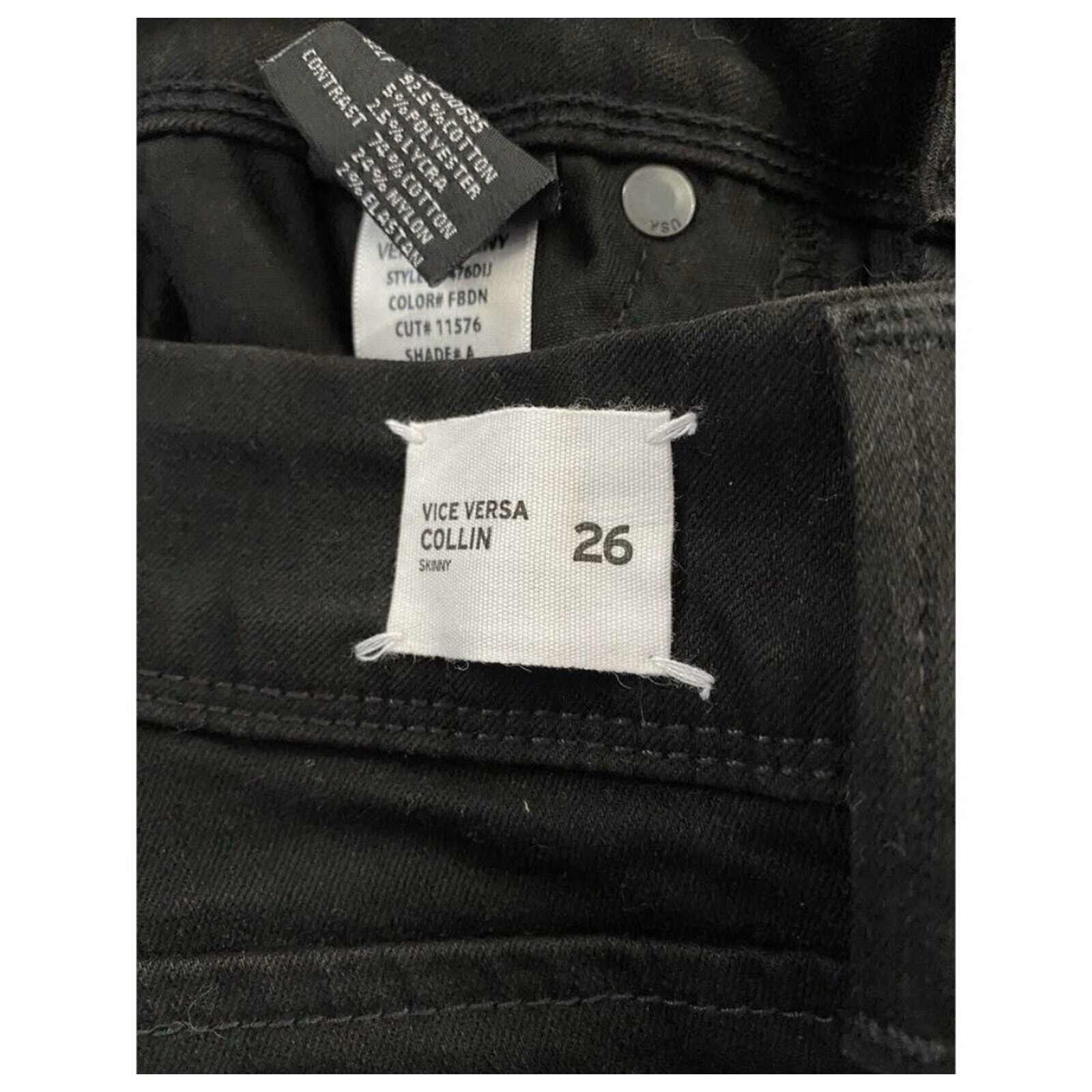 Nwt Hudson Sz 26 Blck Gray Collin Vice Versa Skinny Jeans Btn Flap Back Pckts — image 6 of 8